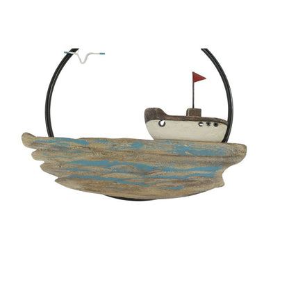 Set/2 Asst Handcrafted Round Boat/Beach Wall Art 28x2x20cm