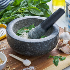 Low Profile Mortar And Pestle - 20cm - Black