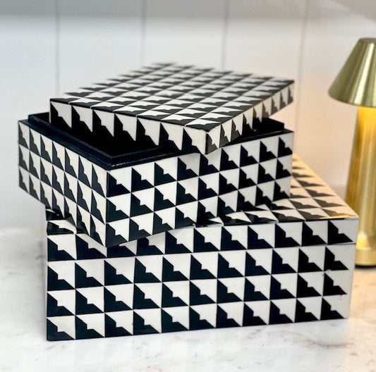 130U - Houndstooth Decor Box Sml 21X16X9