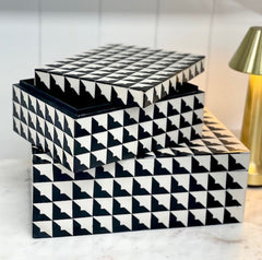 130U - Houndstooth Decor Box Sml 21X16X9