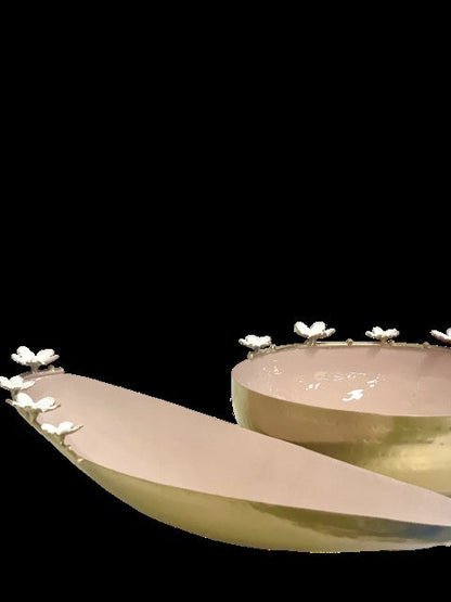 131B - Oval Soft Pink Enamelled Bowl 51Cm