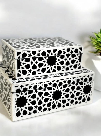 131D Black/White Décor Box 21Cm X 16Cm