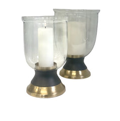 131F - Black & Brass Hurricane Small 28.5X17Cm