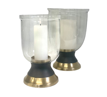 131F - Black & Brass Hurricane Small 28.5X17Cm