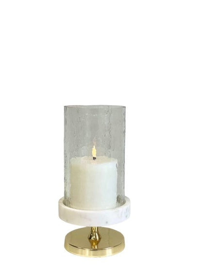 145 - Gold W/Marble Hurricane 25X13Cm