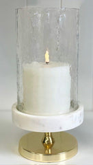 145 - Gold W/Marble Hurricane 25X13Cm