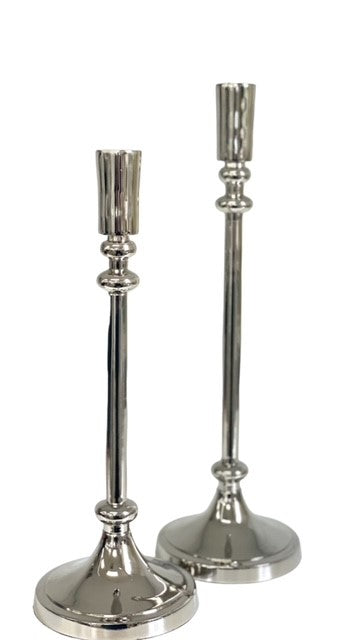145D - Nickle Plated Taper Candle Holder 32Cm