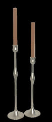 145E - Pewter Look Taper Candle Holder 32Cm