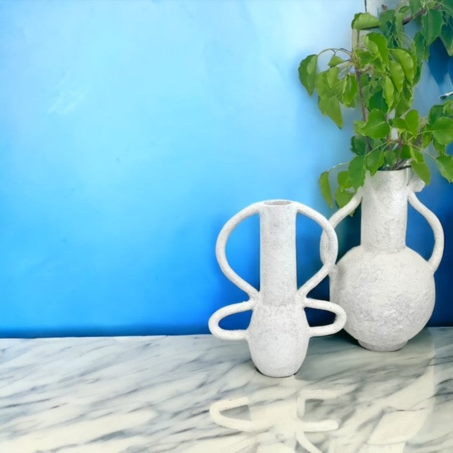 147A - Santorini Sculptured Double Handle Vase - Last 2