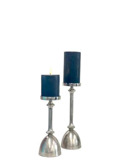 147G - Rough Nickle Candle Holder Large