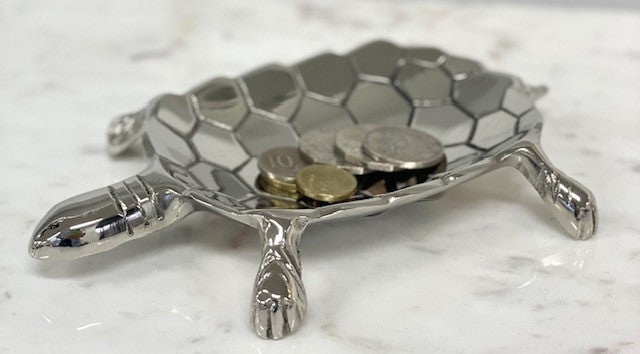 147J - Silver Tortoise Dish: Coins / Soap