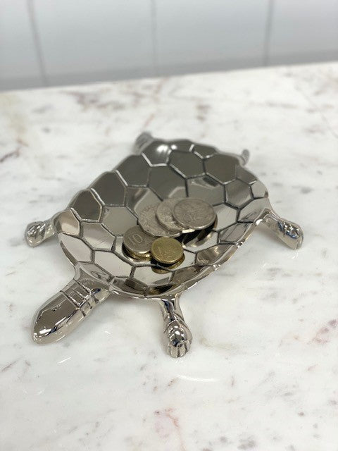 147J - Silver Tortoise Dish: Coins / Soap