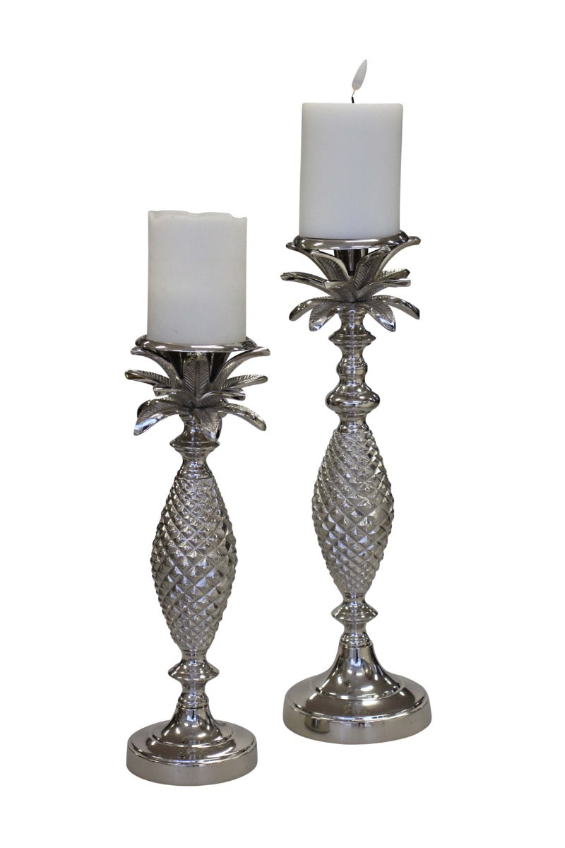 148Bs - Palm Silver Candleholder Large 40Cm