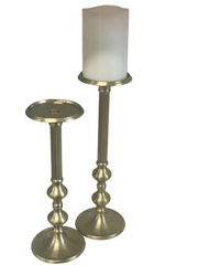 148U - Trad.Matt Gold Ridged Candlestick 37Cm