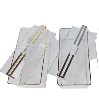 14S Acrylic Tissue Box Open W/ Silver Trim