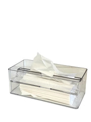 14S Acrylic Tissue Box Open W/ Silver Trim