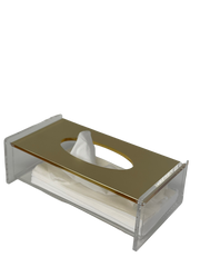 14D - Lacquered Gold Rect Tissue Box Flip Top