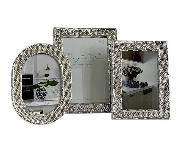152T Villa Bamboo Silver Weave Frame 4X6"