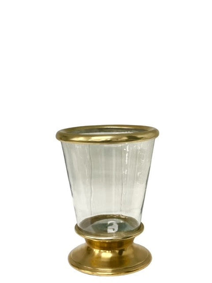 154A - Antique Gold W/ Glass Vase  29X23Cm - Last One