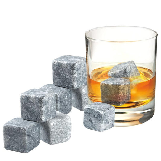 Whisky Rocks Set 9 Piece Set With Velvet Pouch And Box - Soapstone