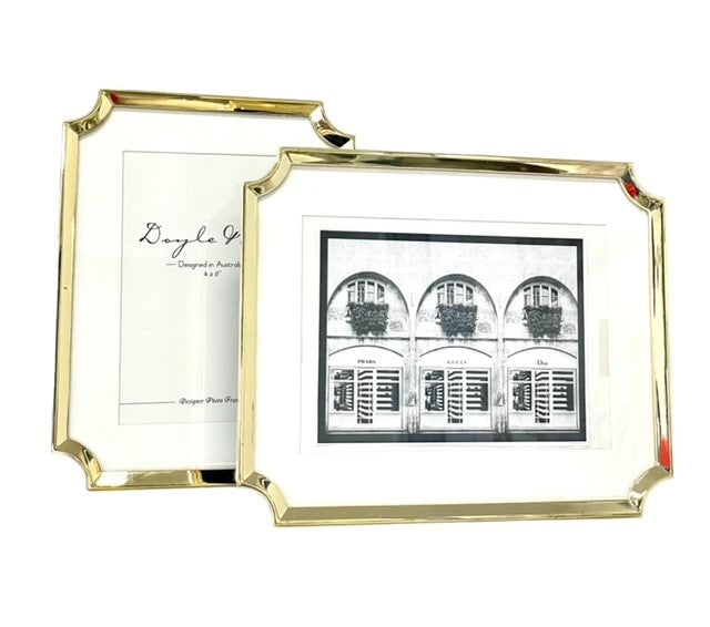 161F - Hamptons Gold Clipped Corners Frm 5X7