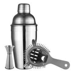 Essentials Cocktail Set - Comprises 550ml Cocktail Shaker - Strainer - 15/30ml Jigger