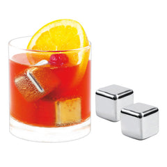 Stainless Steel Ice Cubes - 4 Piece Set - With Velvet Pouch And Box
