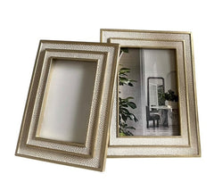 171K Cream Gold Shagreen Look Frame 4 X 6