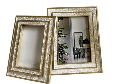 171L Cream Gold Shagreen Look Frame 5 X 7"
