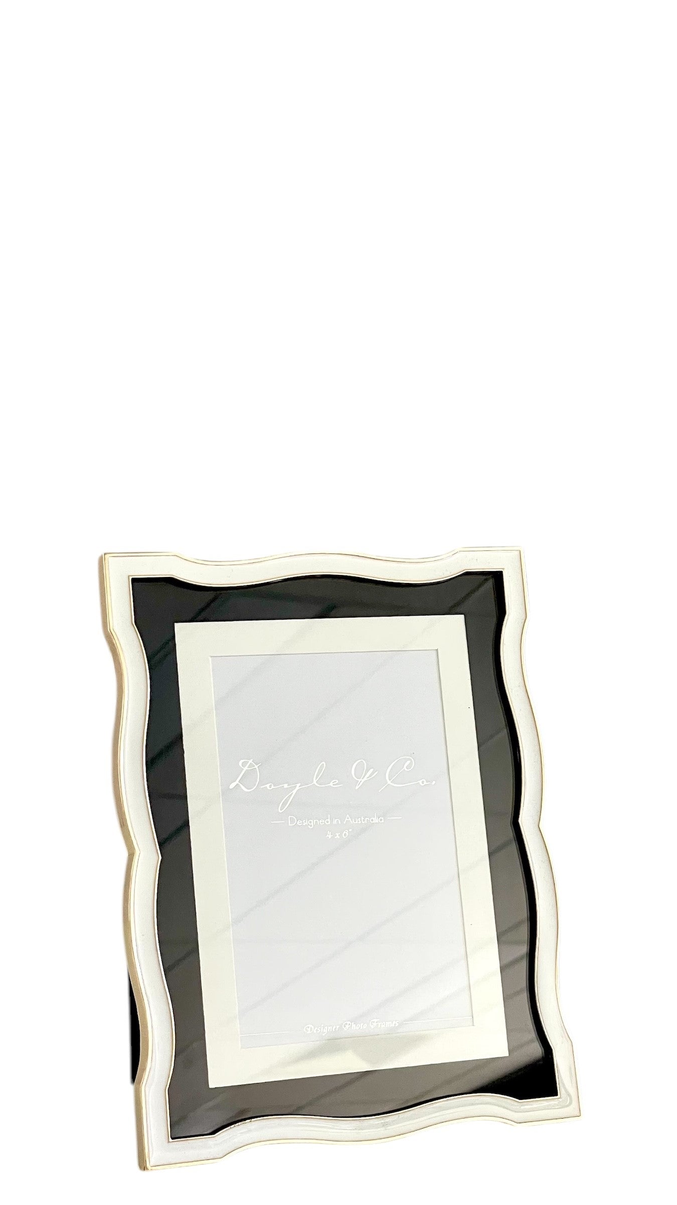 174G Black On White Frame Gold Plt 4X6"