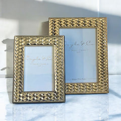 174P Flat Weave Plait Gold Frame 5 X 7