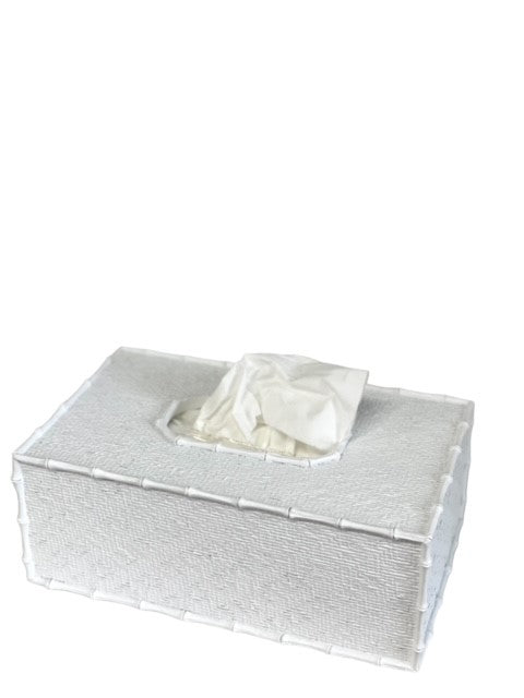 176X - White Weave Rectangle Tissue Box 25X15Cm