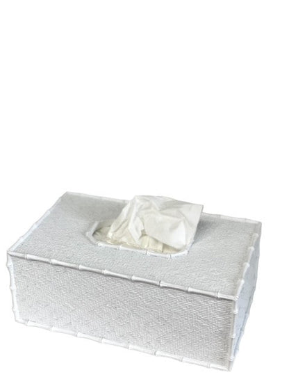 176X - White Weave Rectangle Tissue Box 25X15Cm