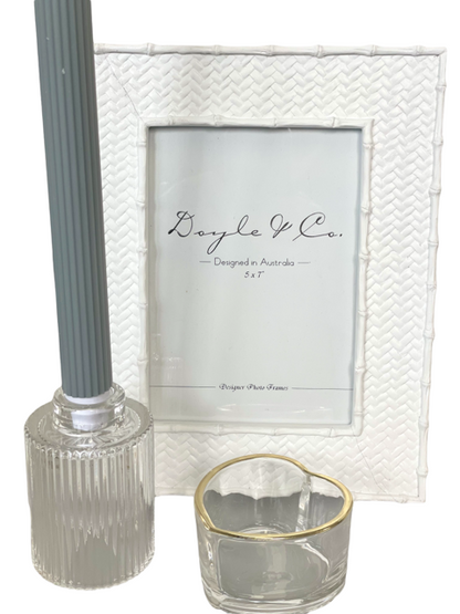 92N - Glass Tealight/Taper Ribbed: Clear