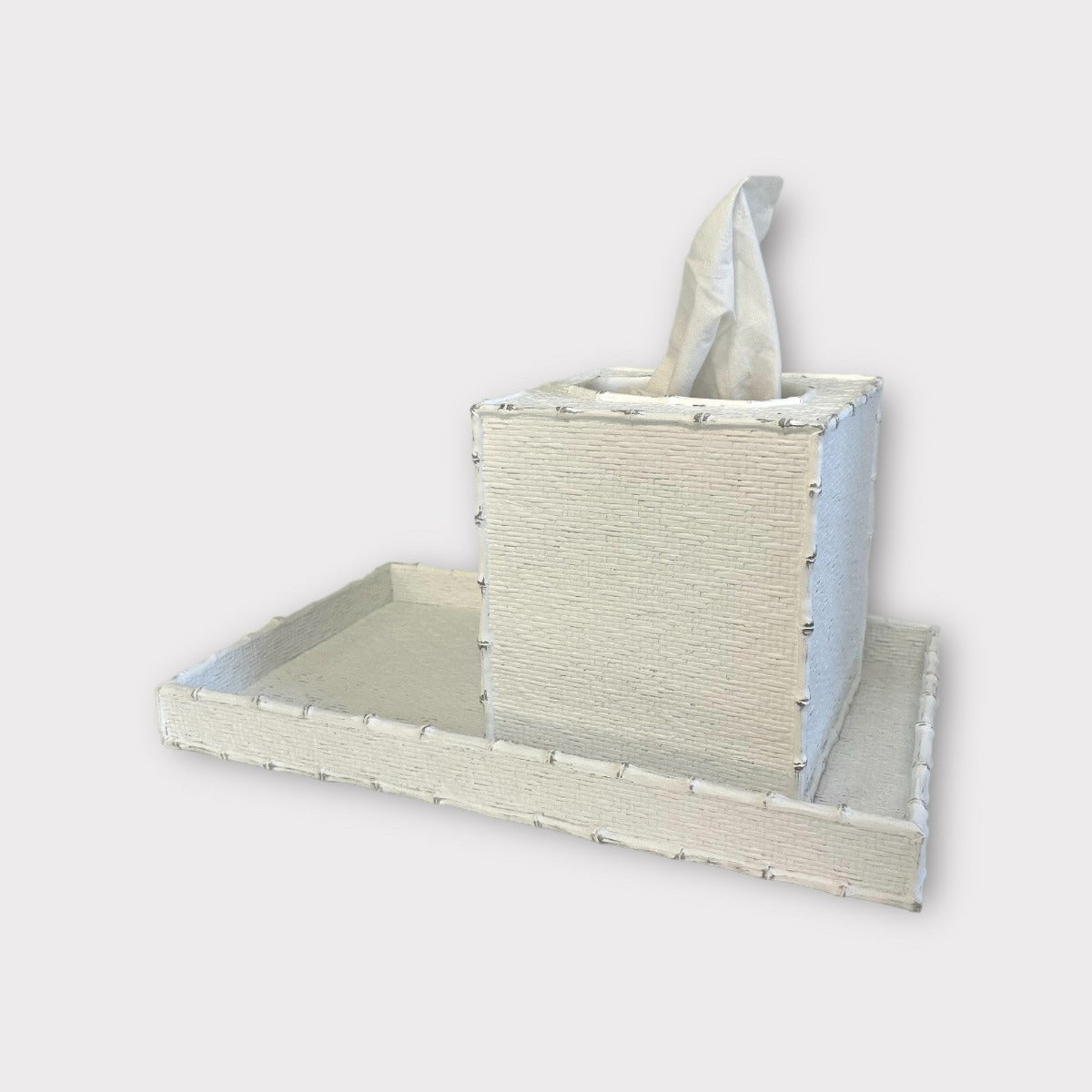 176Q - White Weave Tissue Box