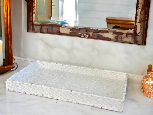 176R - Singapore White Weave Tray 33X20Cm