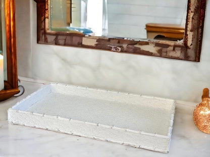 176R - Singapore White Weave Tray 33X20Cm