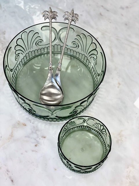 17Gr - Acrylc Snck Bowl Scollop Des Green 13X7