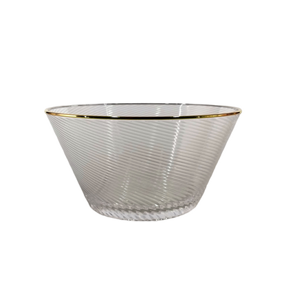 17H - Acrylic Snack Bowl Stripe Clear/Gold Rim