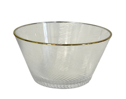 17H - Acrylic Snack Bowl Stripe Clear/Gold Rim