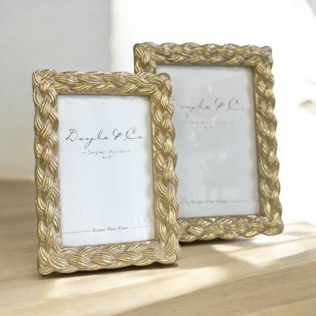 180G Gold Wash Plait Resin Frame 4 X 6"