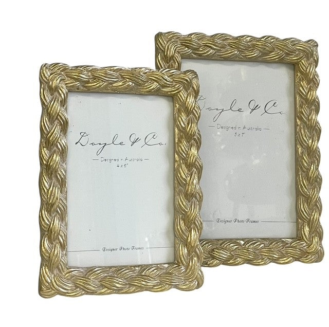 180G Gold Wash Plait Resin Frame 4 X 6"
