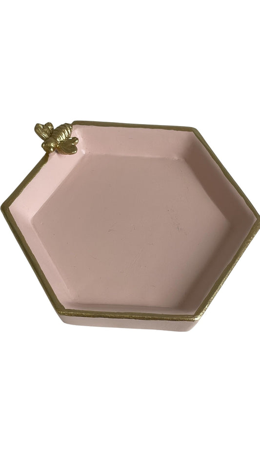 180P Resin Bathroom Tray W/Bee Petal Pink
