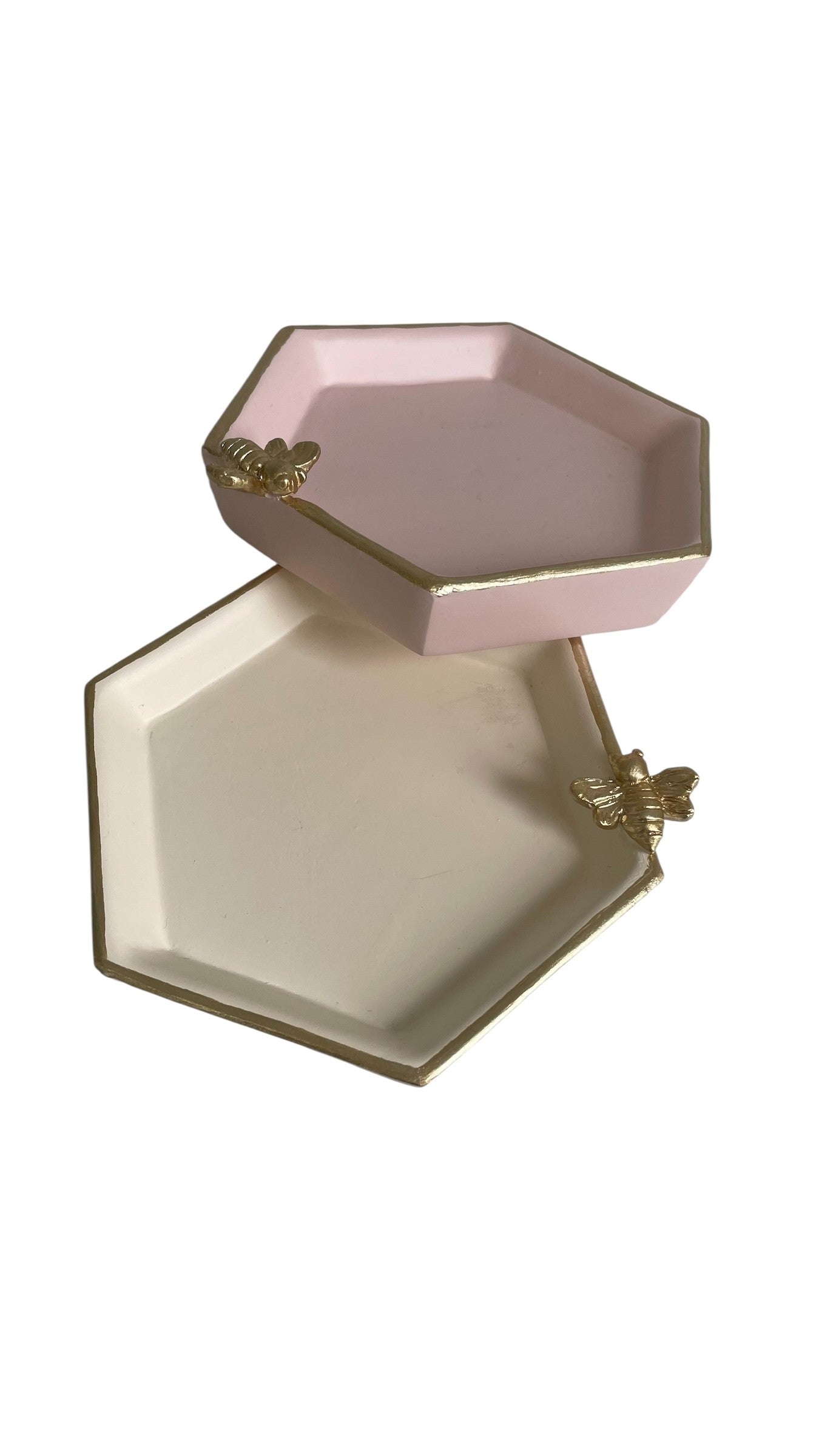 180P Resin Bathroom Tray W/Bee Petal Pink