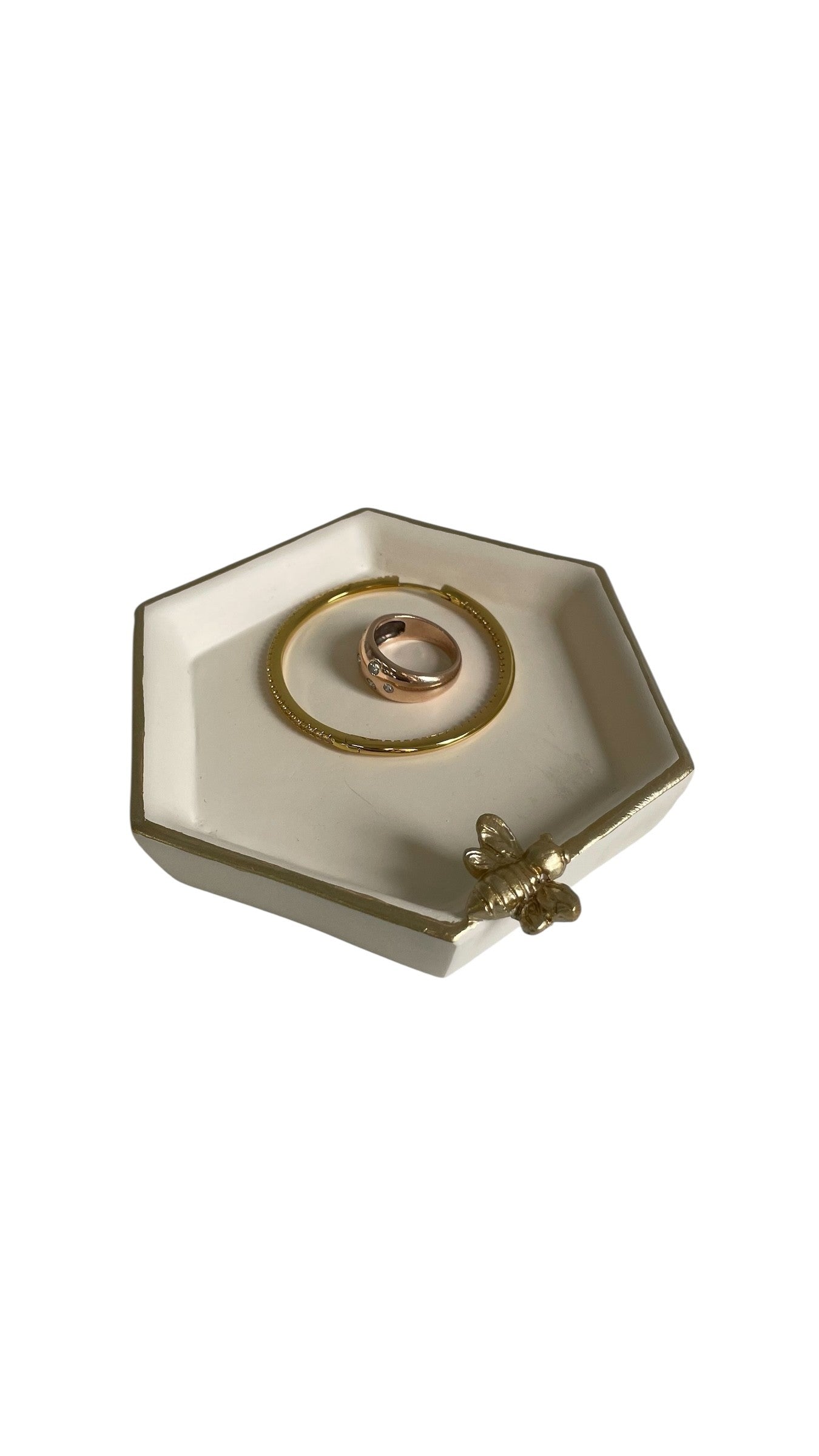 180Q Resin Bathroom Tray W/Bee Cream/Gold