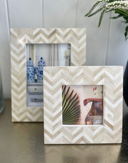 180D - Bone Cream Heringbone Frame 5X7"