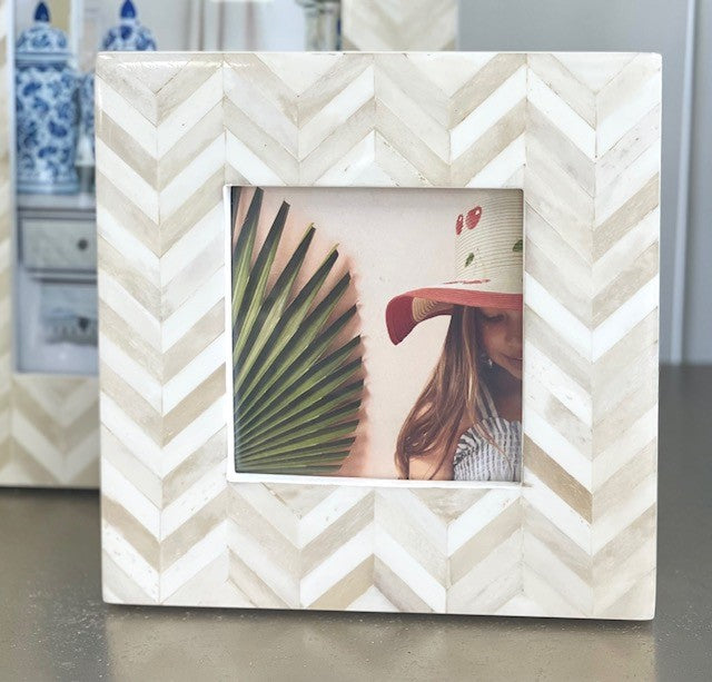180D - Bone Cream Heringbone Frame 5X7"
