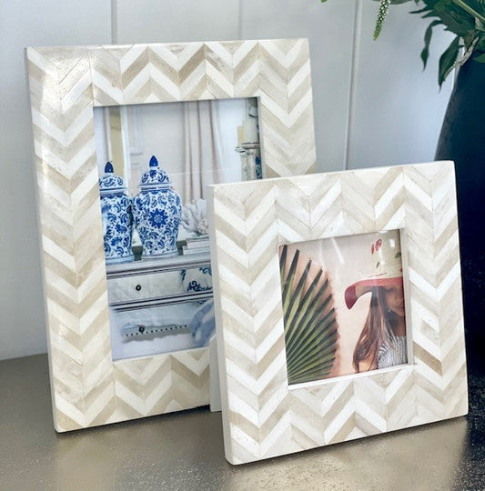 180D - Bone Cream Heringbone Frame 5X7"