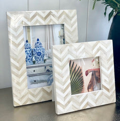 180D - Bone Cream Heringbone Frame 5X7