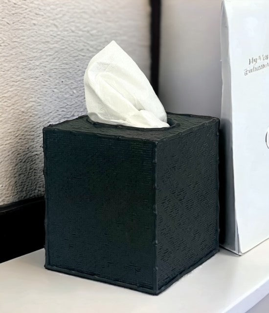 184V - Black Weave Square Tissue Box 13X13X15